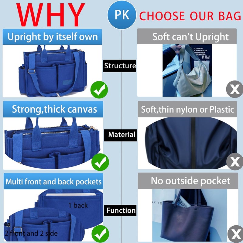 ZHMO Canvas Tote Bag for Women,Women's Bags Crossbody Bags Work Laptop Tote Bag Large Handbags Purse for Travel Nurse Teacher - Image 5